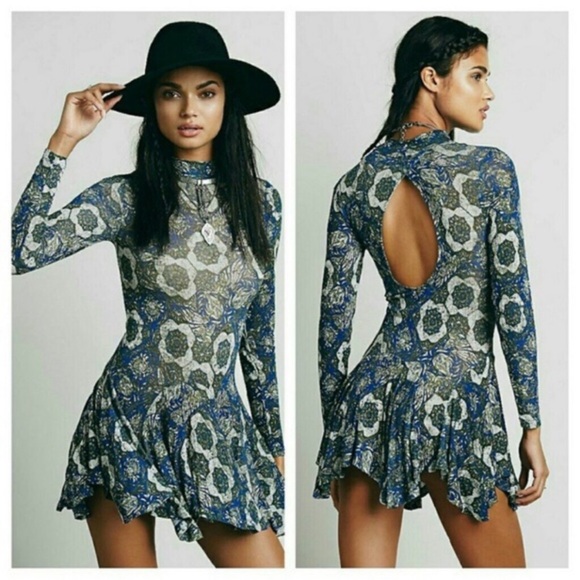 Free People Annabelle Mosaic Cut Out Back Long Sleeve Tunic S - Picture 1 of 16